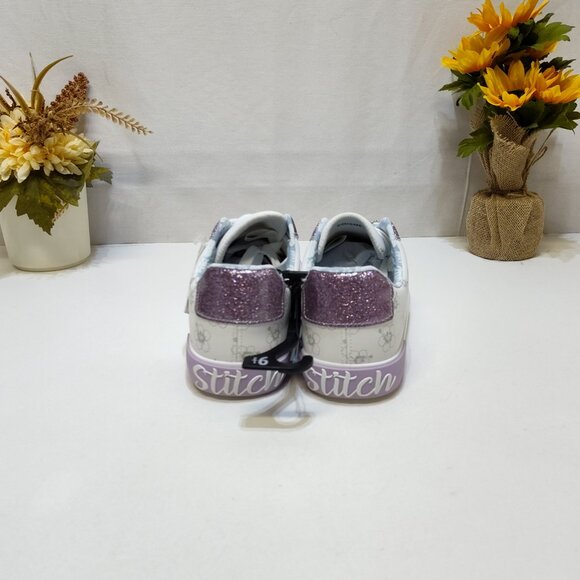 Disney Stitch Low Top Sneakers Womens 9.5 Lace-Up Glitter Accents Charm Keychain - Picture 6 of 9